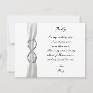 Silver Infinity White Wedding Maid Of Honour Card
