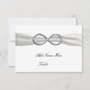 Silver Infinity White Wedding Table Place Card