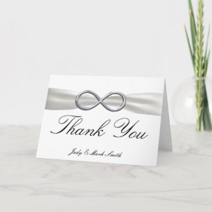 Silver Infinity White Wedding Thank You Card
