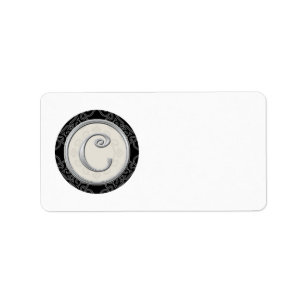 Silver Initial C Monogrammed Address Labels