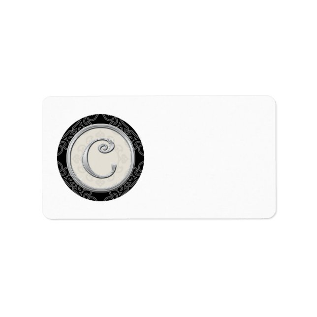 Silver Initial C Monogrammed Address Labels (Front)