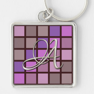Silver Initial Color Block Keychain