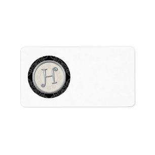 Silver Initial H Monogrammed Address Labels