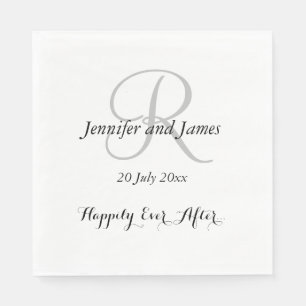 Silver Initial Names   Wedding Paper Napkins