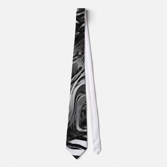 Silver Ink Abstract Tie (Front)