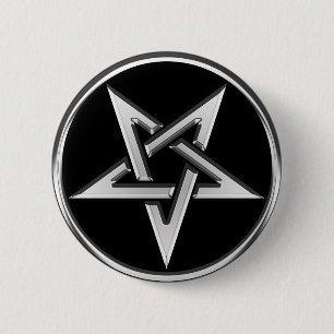 Silver Inverted Pentagram 2 Inch Round Button