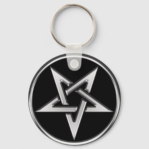 Silver Inverted Pentagram Keychain