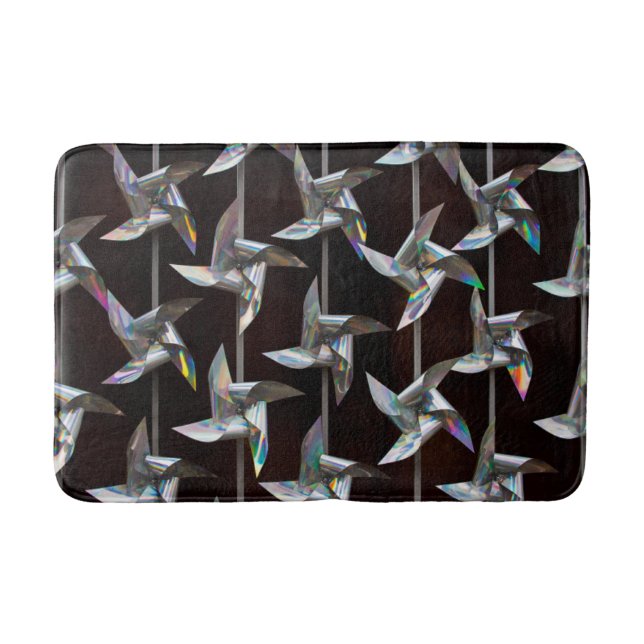 Silver iridescent movement twister windmill  power bath mat (Front)