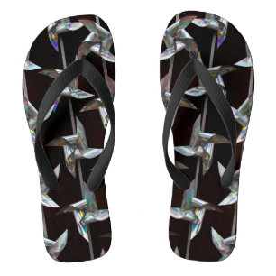 Silver iridescent movement twister windmill  power flip flops