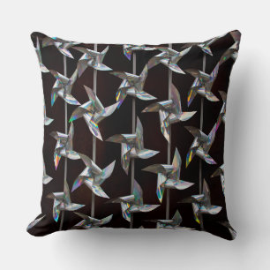 Silver iridescent movement twister windmill power throw pillow