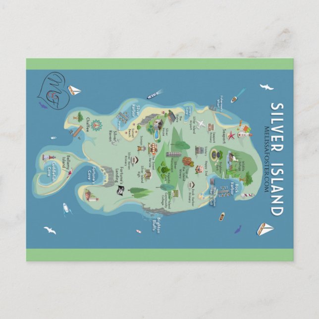 Silver Island Map Postcard (Front)