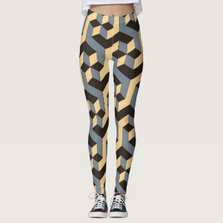 Silver Ivory Geometric Complex Tile Leggings