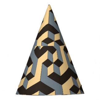 Silver Ivory Geometric Complex Tile Party Hat