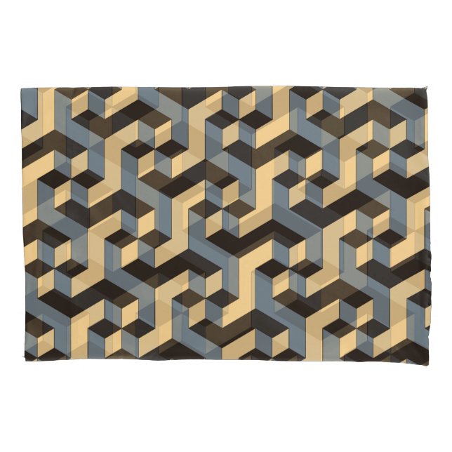 Silver Ivory Geometric Complex Tile Pillowcase (Front)