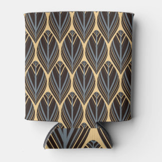 Silver Ivory Indian Feathers Pattern Can Cooler