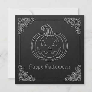 Silver Jack O' Lantern Halloween Invitation