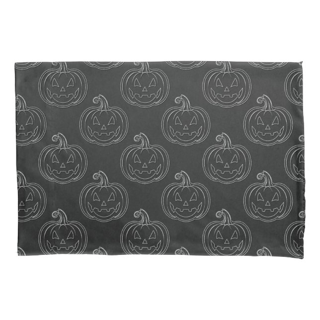 Silver Jack O' Lantern Halloween Pillowcase (Front)