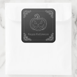 Silver Jack O' Lantern Halloween Square Sticker
