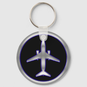 Silver Jet Aircraft Keychain