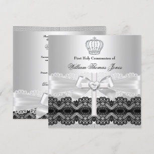 Silver Jewel Cross Boy First Holy Communion Invitation