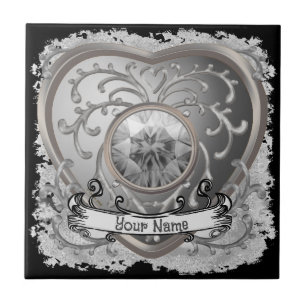 Silver Jewel Fairy Heart  Tile