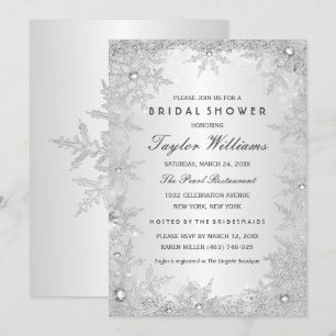 Silver Jewel Snowflake Bridal Shower Invitation