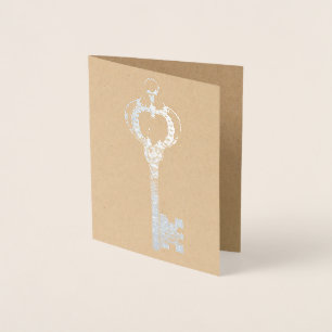 Silver key foil card
