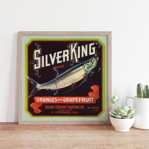 Silver King Brand Oranges and Grapefruit Label Poster