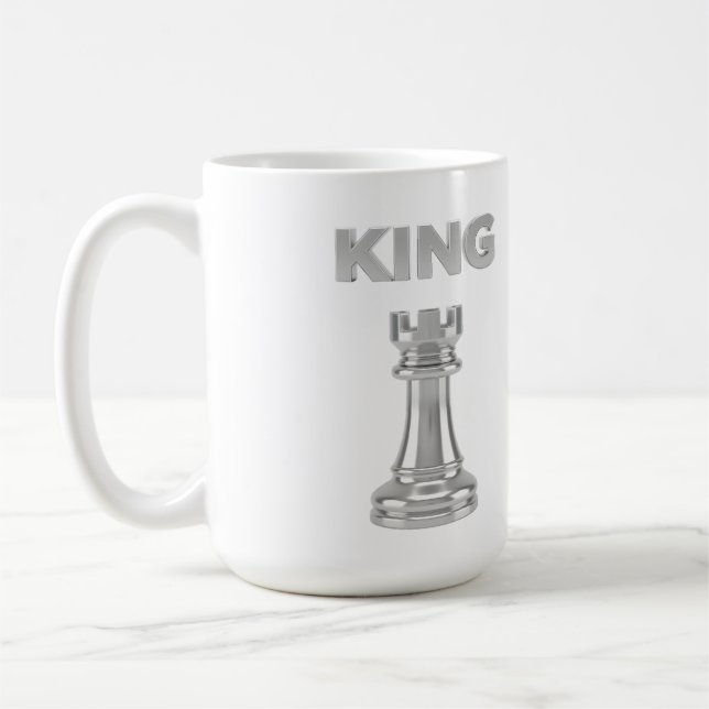 Silver King & Pawn String Art Mug – Shiny Chess De (Left)