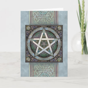 Silver Knotwork Pentacle Greeting Card