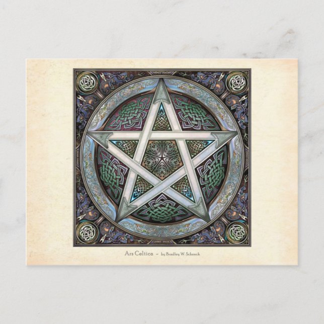 Silver Knotwork Pentacle Postcard (Front)