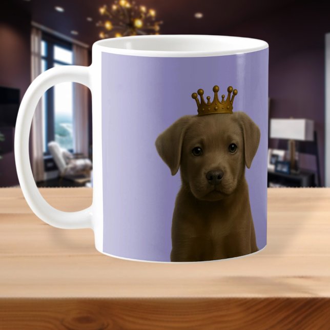 Silver Labrador Puppy in Gold Crown Cute Coffee Mug (Silver Labrador Puppy in Gold Crown Cute Coffee Mug
by Ricaso. Sweet pup dog in royal crown)