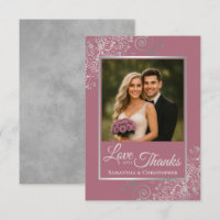 Silver Lace Dusty Rose Pink Love & Thanks Wedding