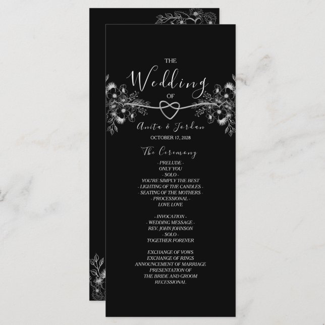 Silver Lace Elegant Black Program (Front/Back)