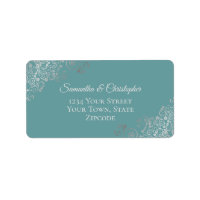 Silver Lace Frills on Teal Elegant Wedding Address