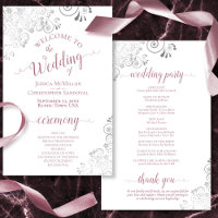 Silver Lace Mauve sur le programme de mariage budg