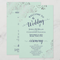 Silver Lace Mint & Navy Budget Wedding Program