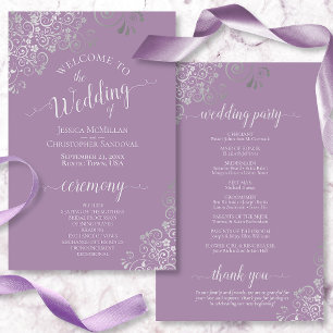 Silver Lace on Lavender Budget Wedding Program