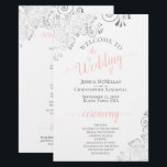 Silver Lace Pink on White Budget Wedding Program<br><div class="desc">These wedding programs are elegant and tasteful, while still being budget friendly. The design features ornate silver grey faux foil lace with blush pink and grey text on a white background. The typography features lacy script calligraphy, and there is room for details on the ceremony, the bridal party, and a...</div>