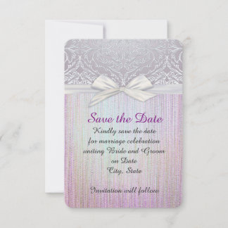 Silver Lace Ribbon Lavender Pastel Save the date