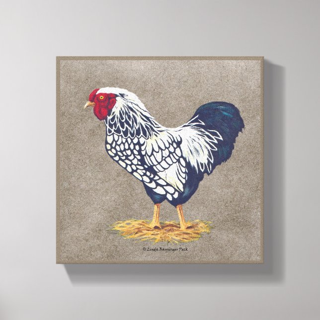 Silver Laced Wyandotte Rooster Canvas Print (Front)