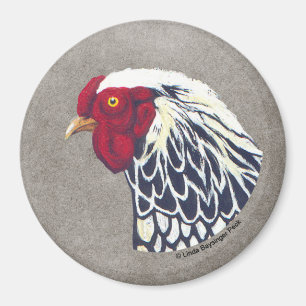Silver Laced Wyandotte Rooster Magnet