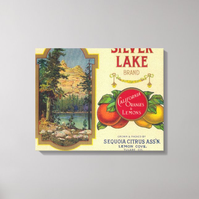 Silver Lake Orange LabelLemon Cove, CA Canvas Print (Front)