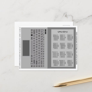 Silver Laptop Keyboard 2025 Calendar On Screen Postcard