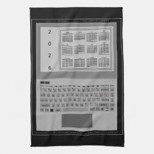 Silver Laptop Keys 2026 Calendar Black Kitchen Towel