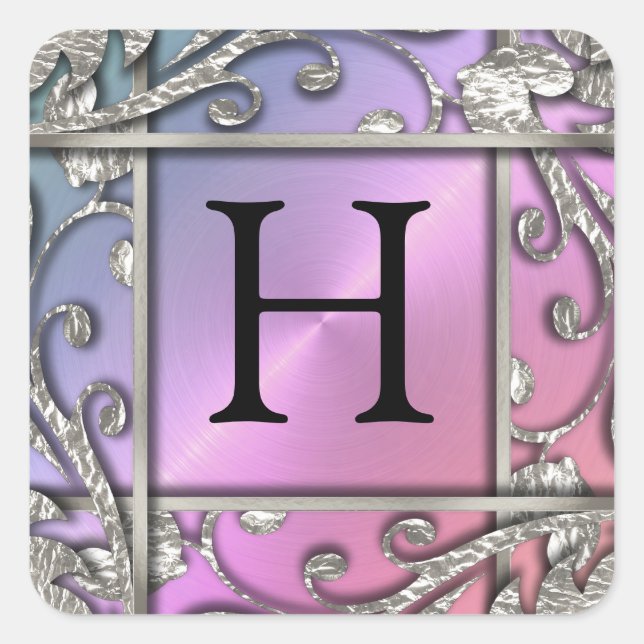 Silver Lattice Monogram Envelope Seal (Front)