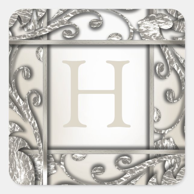 Silver Lattice Monogram Envelope Seal (Front)