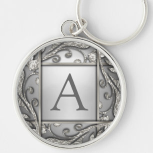 Silver Lattice Monogram Keychain