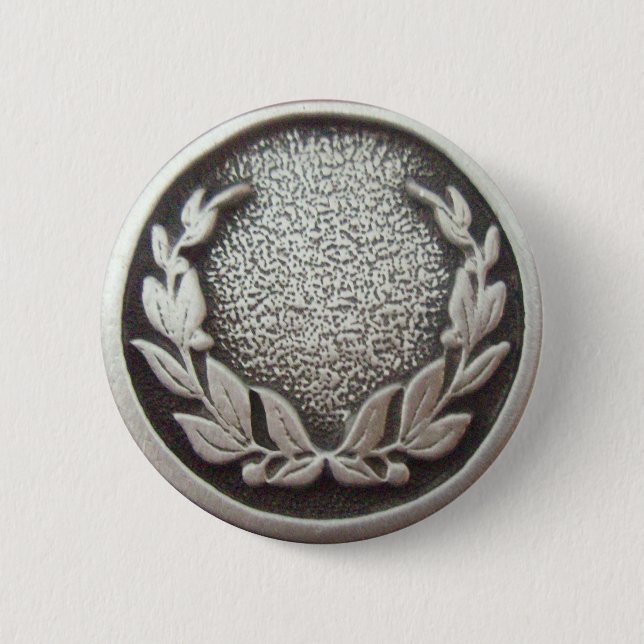 Silver Laurel Wreath 2 Inch Round Button (Front)
