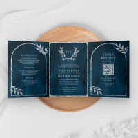 Silver Laurel Wreath Leaves Ocean Blue Wedding